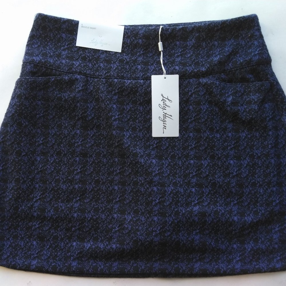 NWT Lady Hagen Women's 17" Boucle Golf Skort, XL, Marlin/Dark Navy Blue